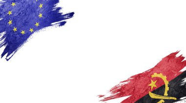 Beyaz Arkaplanda Avrupa Birliği ve Angola Bayrakları